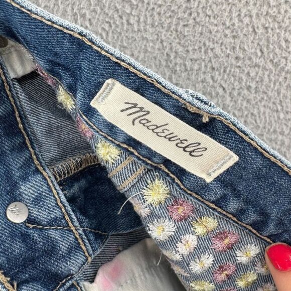 Madewell Perfect Vintage Jean Shorts Embroidered Daisy Size 27 Boho Chic 70s - Picture 12 of 16